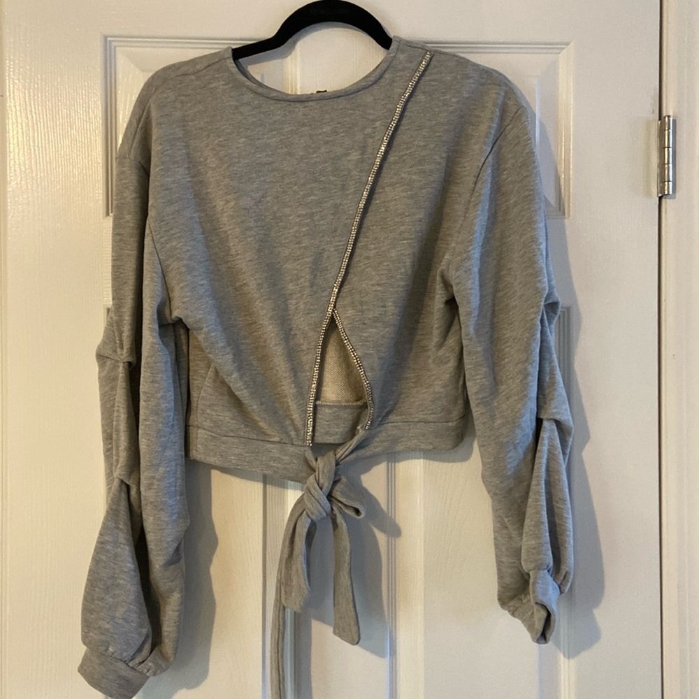 INC CULPOS- Open back rhinestone sweater